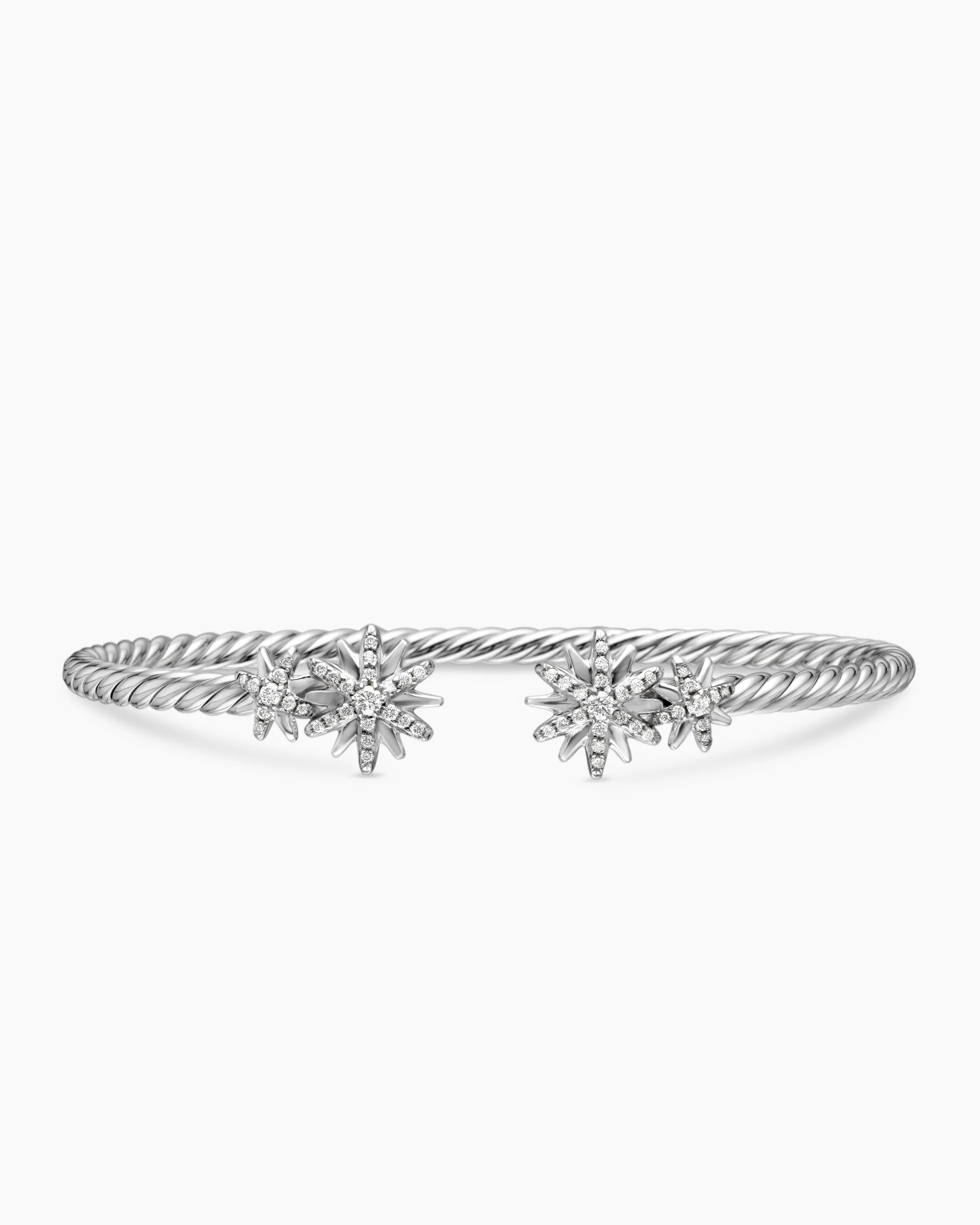 Starburst Cable Bracelet Sterling Silver with Diamonds, 3.5mm