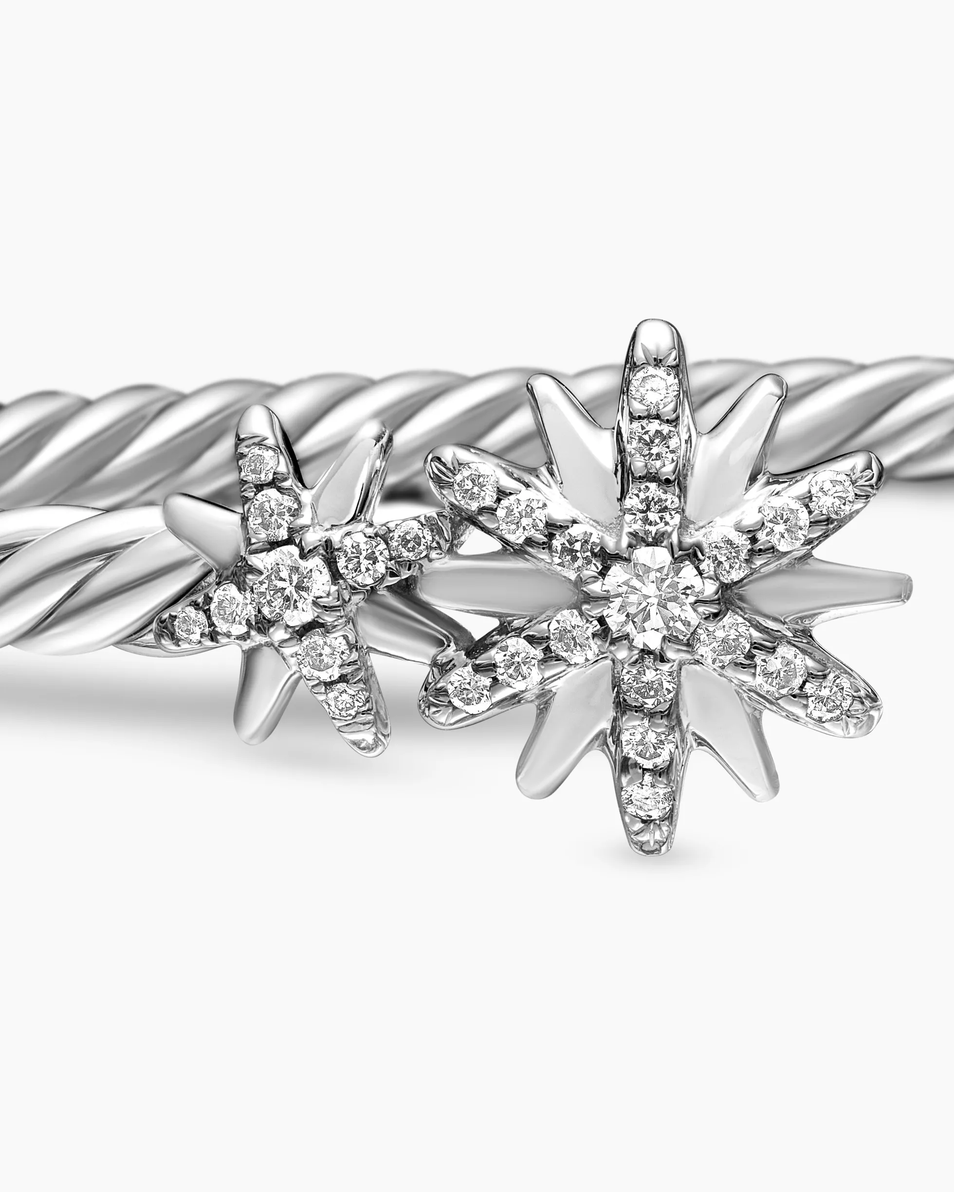 Starburst Cable Bracelet Sterling Silver with Diamonds, 3.5mm