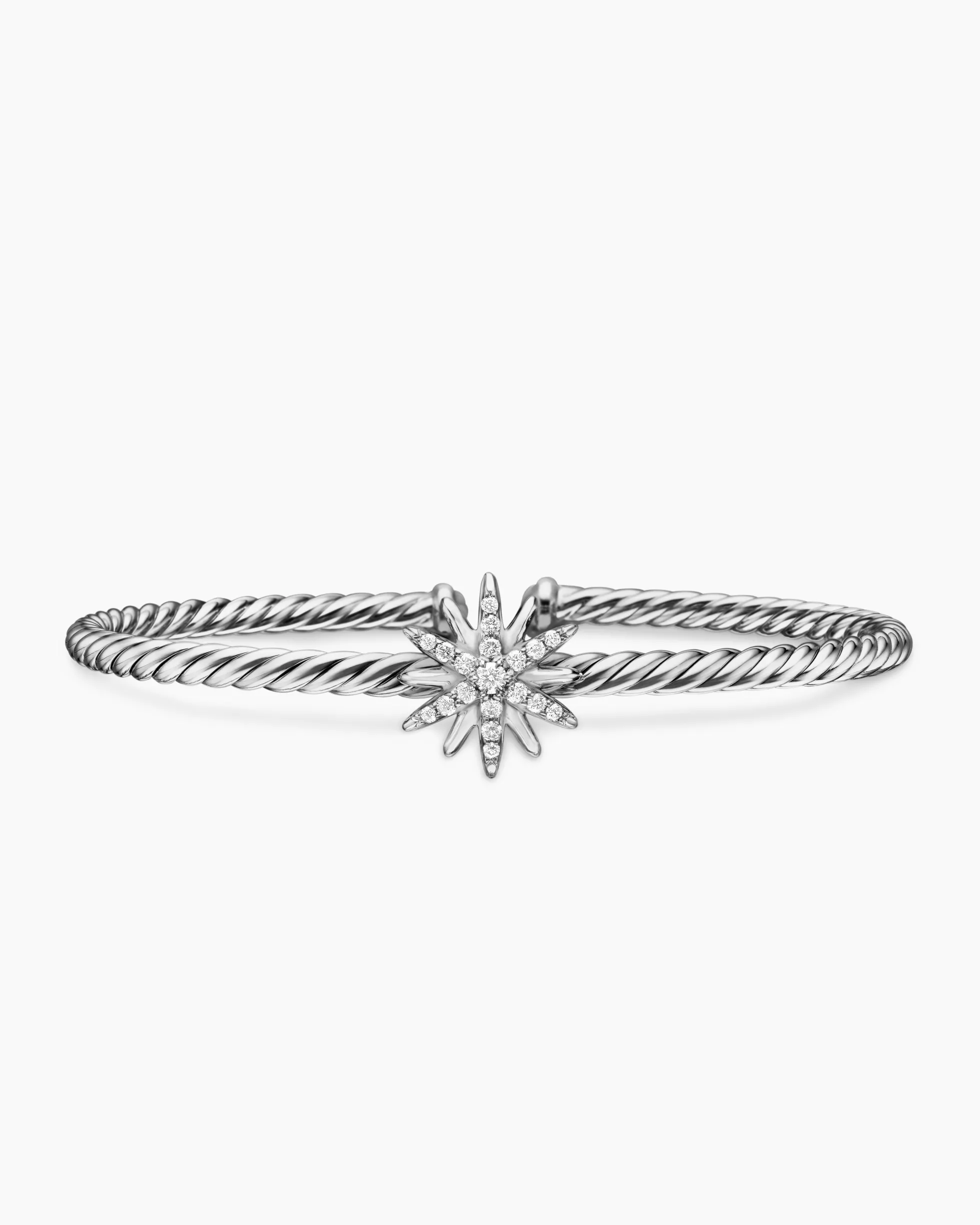 Starburst Center Station Bracelet Sterling Silver with Diamonds, 3mm