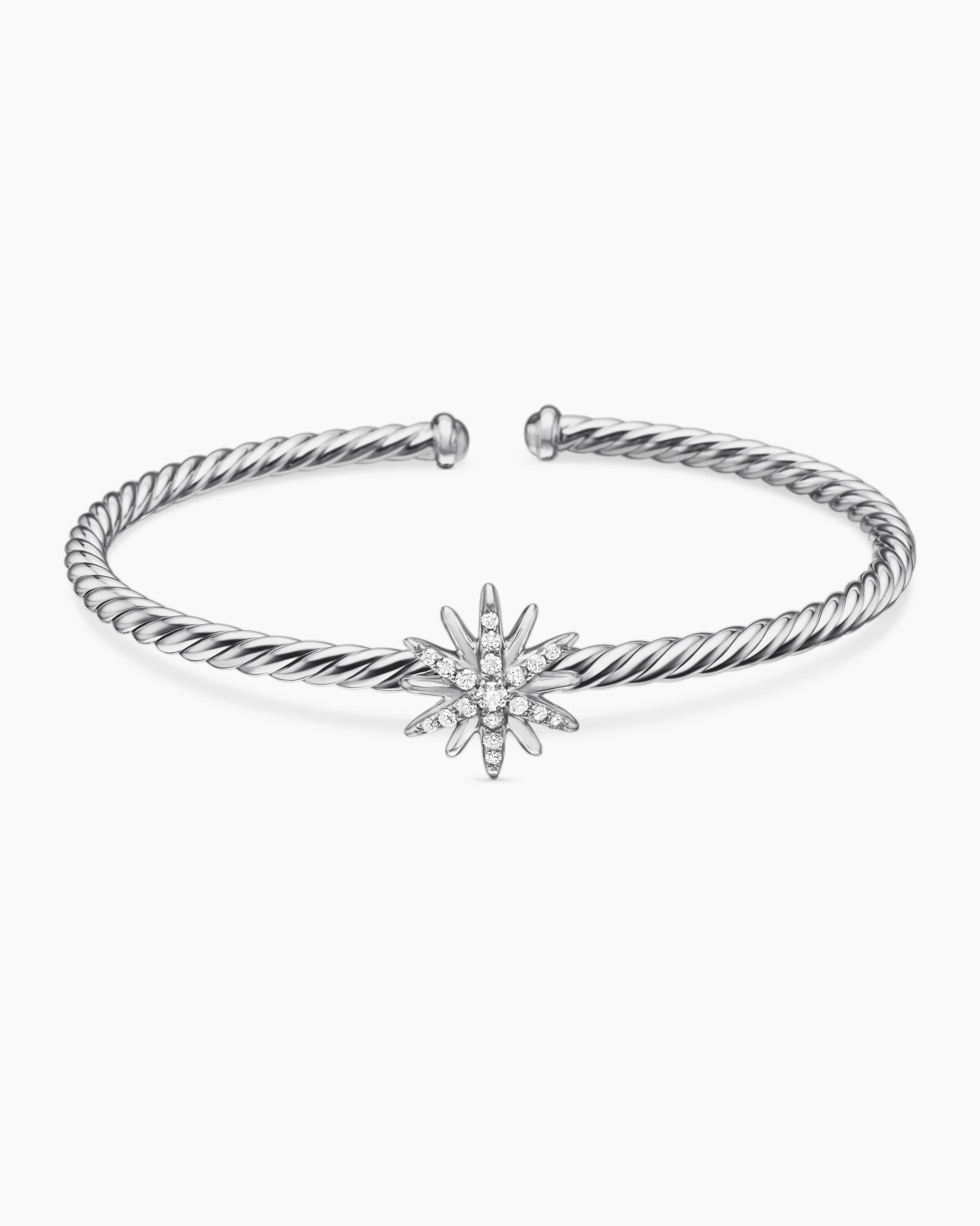 Starburst Center Station Bracelet Sterling Silver with Diamonds, 3mm