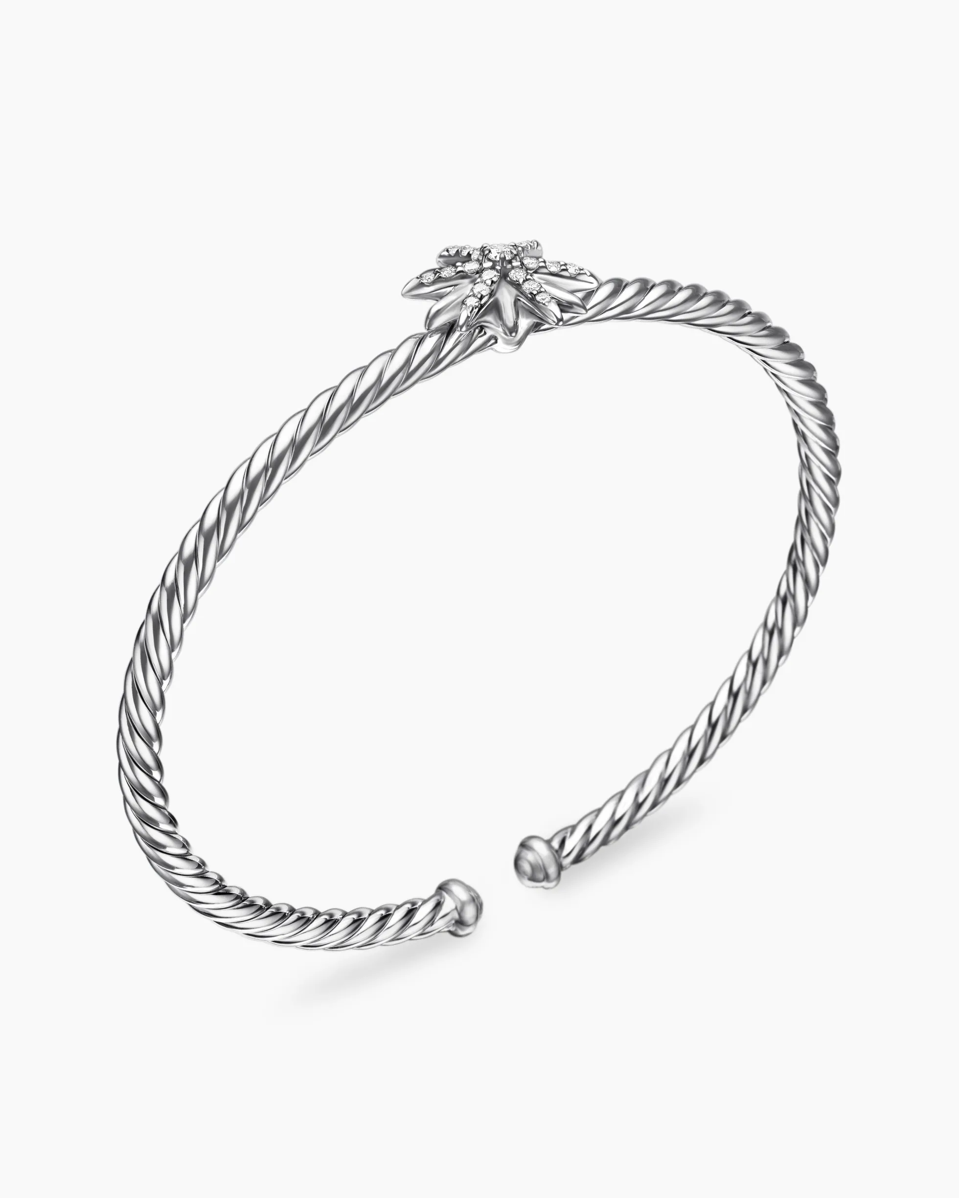 Starburst Center Station Bracelet Sterling Silver with Diamonds, 3mm