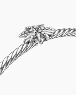 Starburst Center Station Bracelet Sterling Silver with Diamonds, 3mm