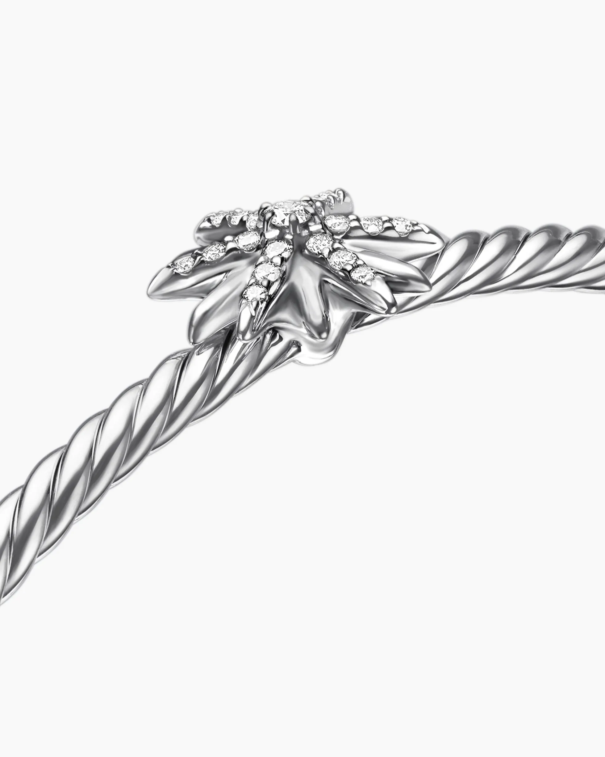 Starburst Center Station Bracelet Sterling Silver with Diamonds, 3mm