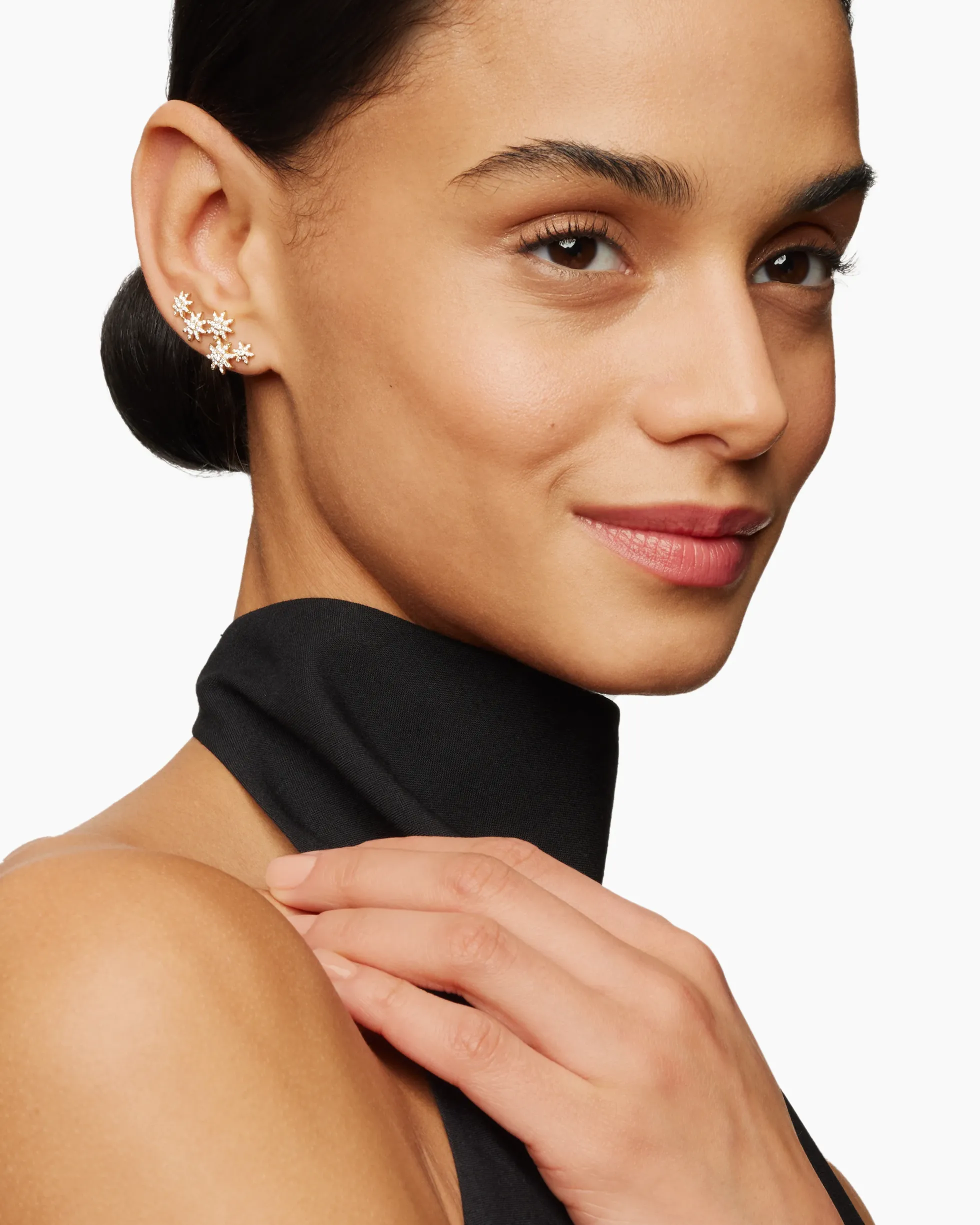 Starburst Climber Earrings 18K Yellow Gold with Diamonds, 23mm