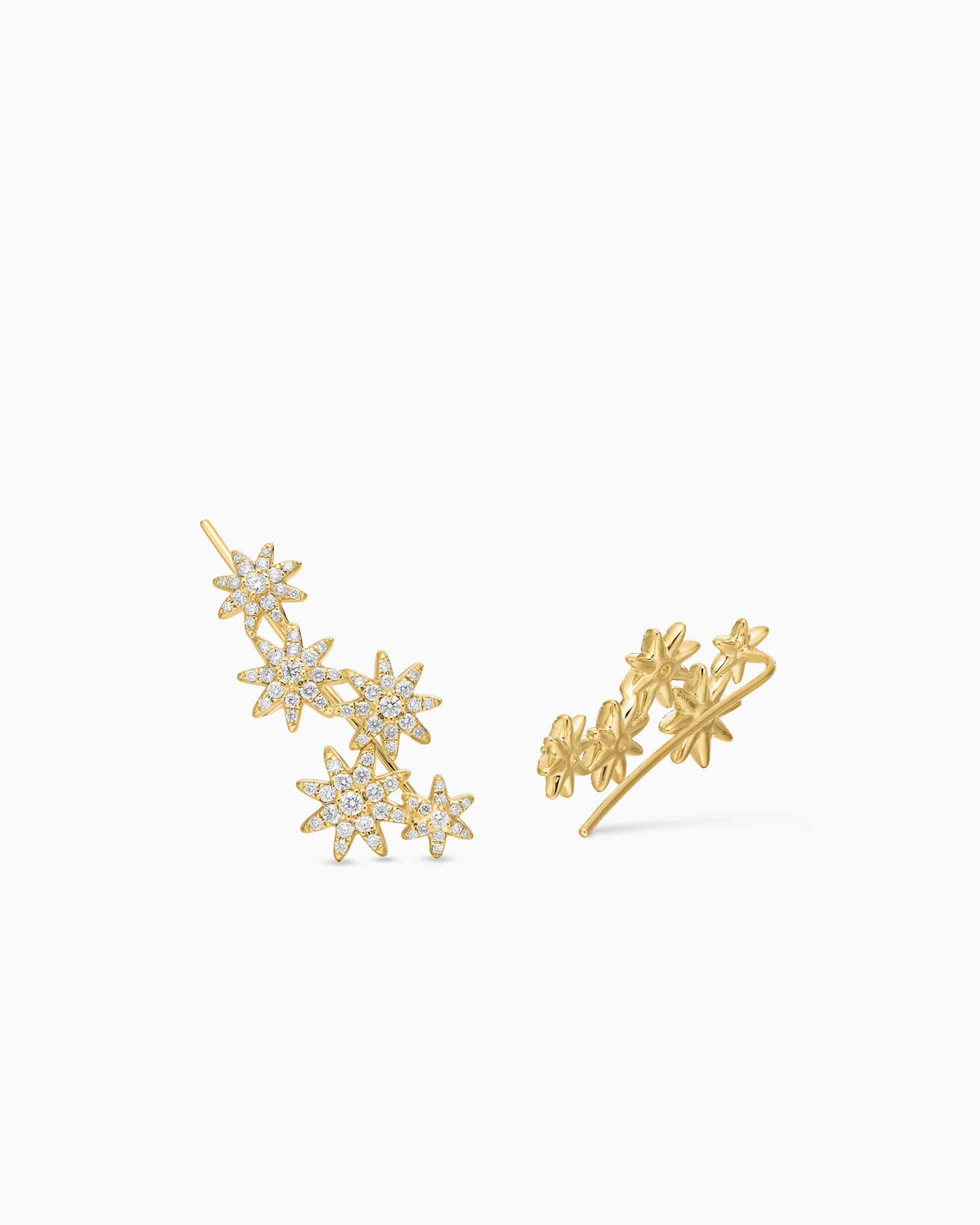 Starburst Climber Earrings 18K Yellow Gold with Diamonds, 23mm