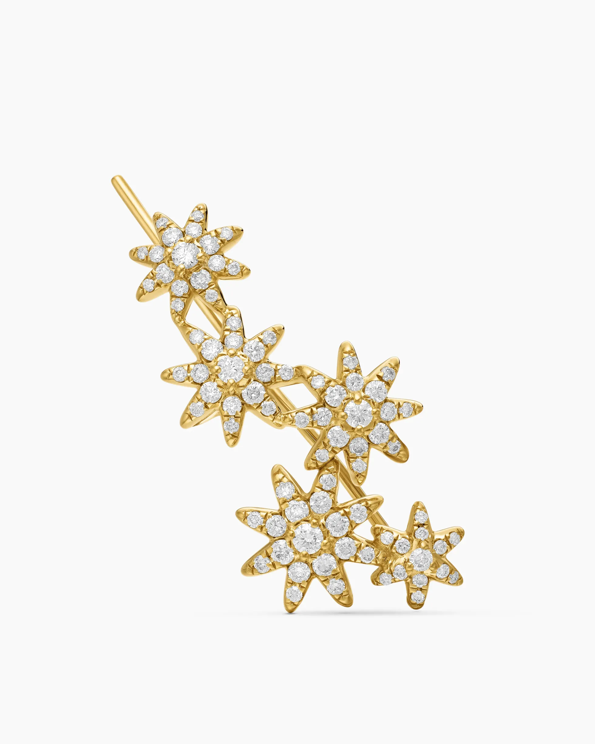 Starburst Climber Earrings 18K Yellow Gold with Diamonds, 23mm