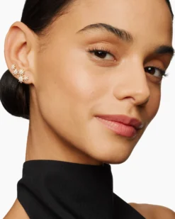 Starburst Climber Earrings 18K Yellow Gold with Diamonds, 23mm