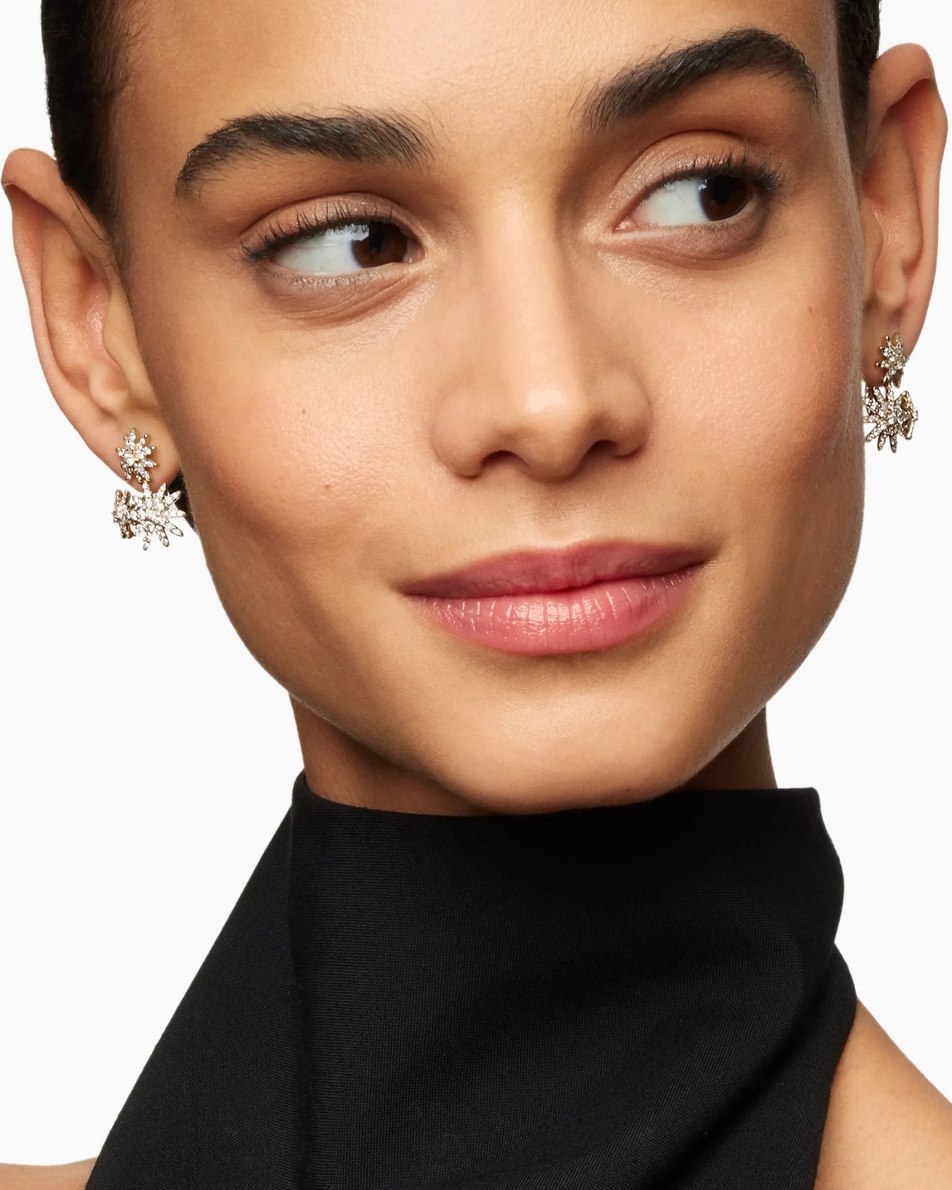 Starburst Cluster Drop Earrings 18K Yellow Gold with Diamonds, 23.7mm