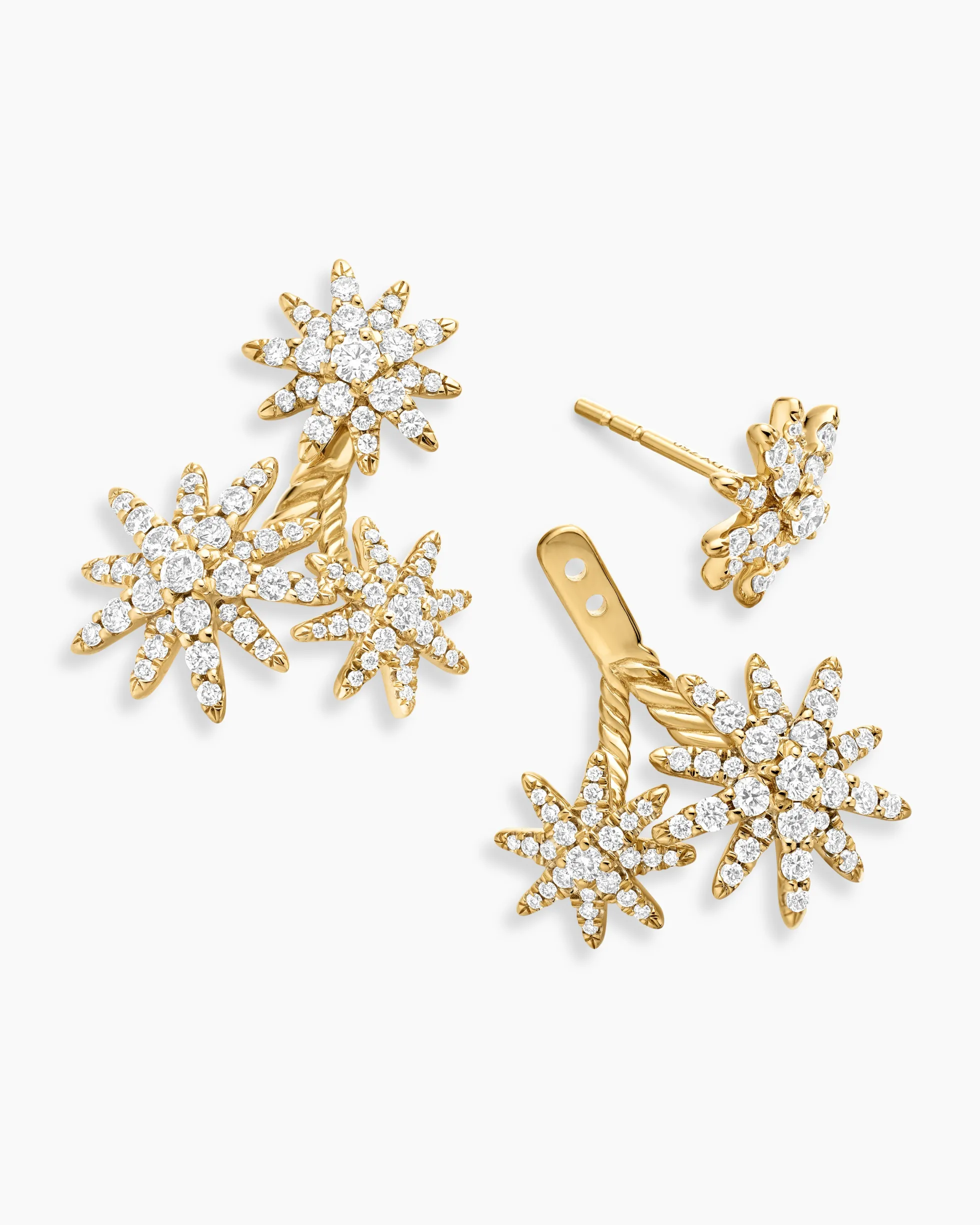 Starburst Cluster Drop Earrings 18K Yellow Gold with Diamonds, 23.7mm