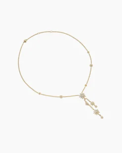 Starburst Cluster Necklace 18K Yellow Gold with Diamonds, 66mm