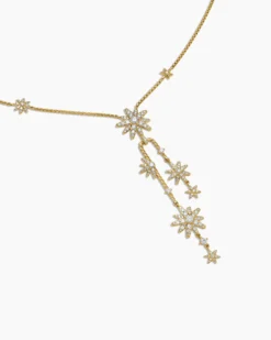 Starburst Cluster Necklace 18K Yellow Gold with Diamonds, 66mm
