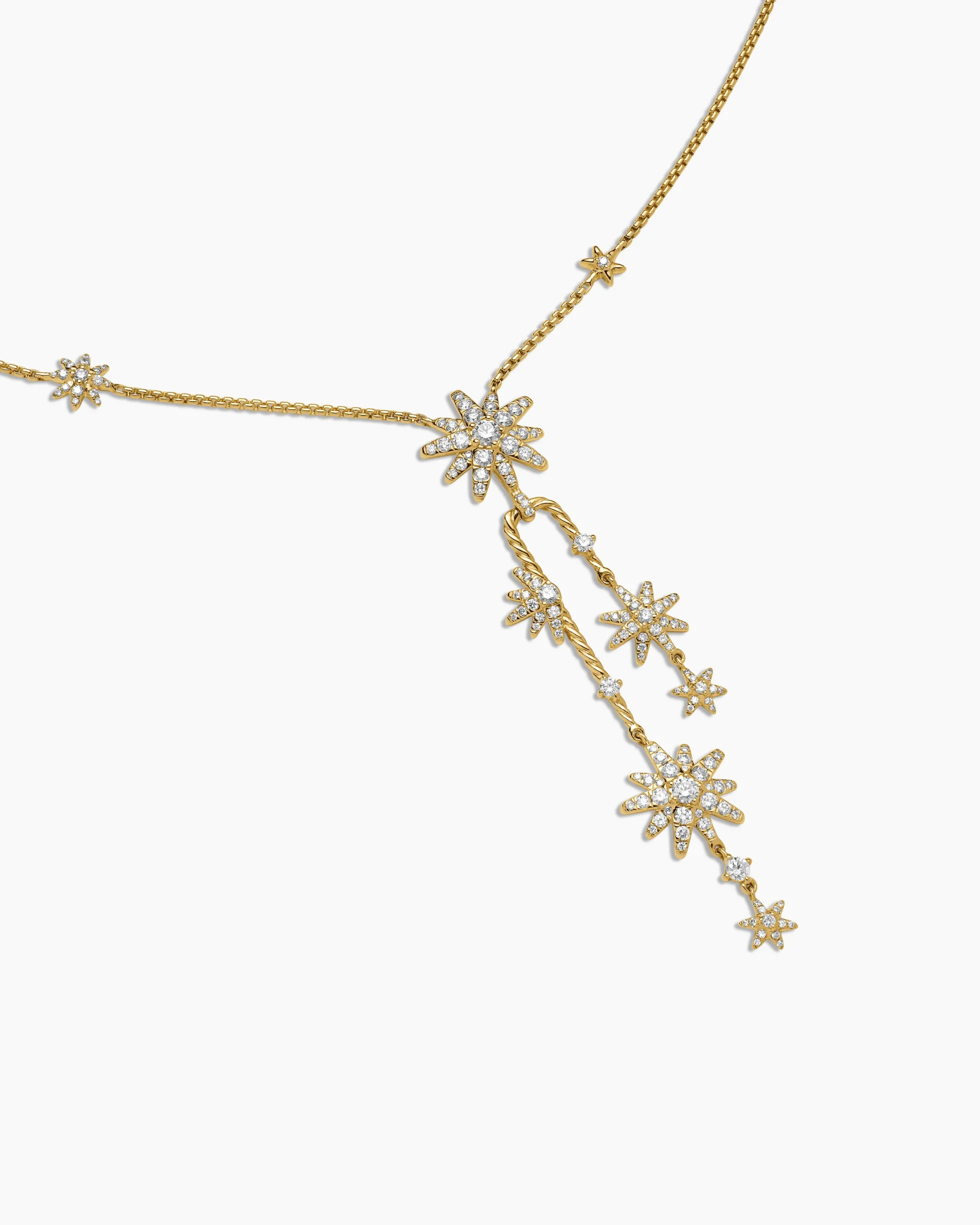 Starburst Cluster Necklace 18K Yellow Gold with Diamonds, 66mm