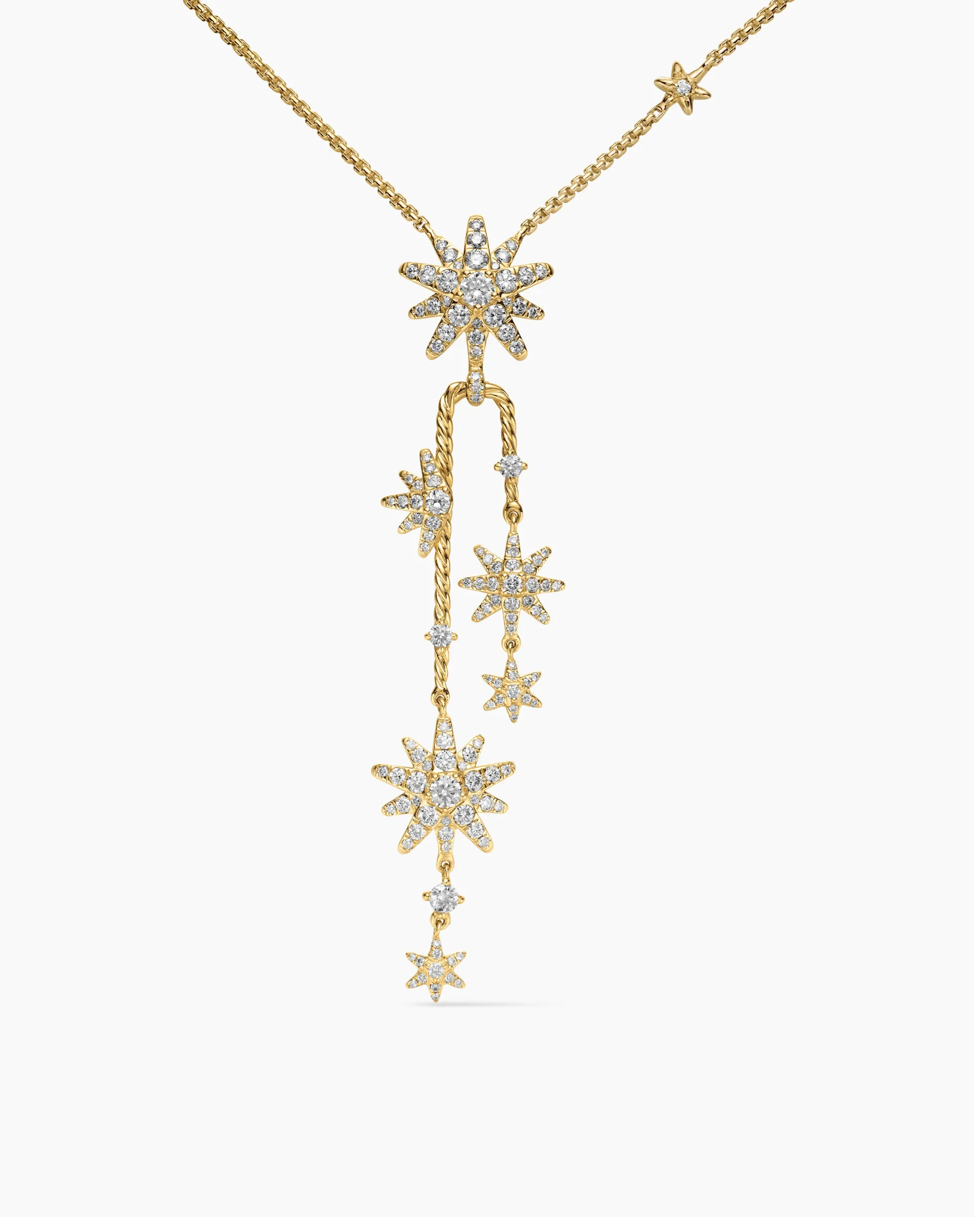 Starburst Cluster Necklace 18K Yellow Gold with Diamonds, 66mm