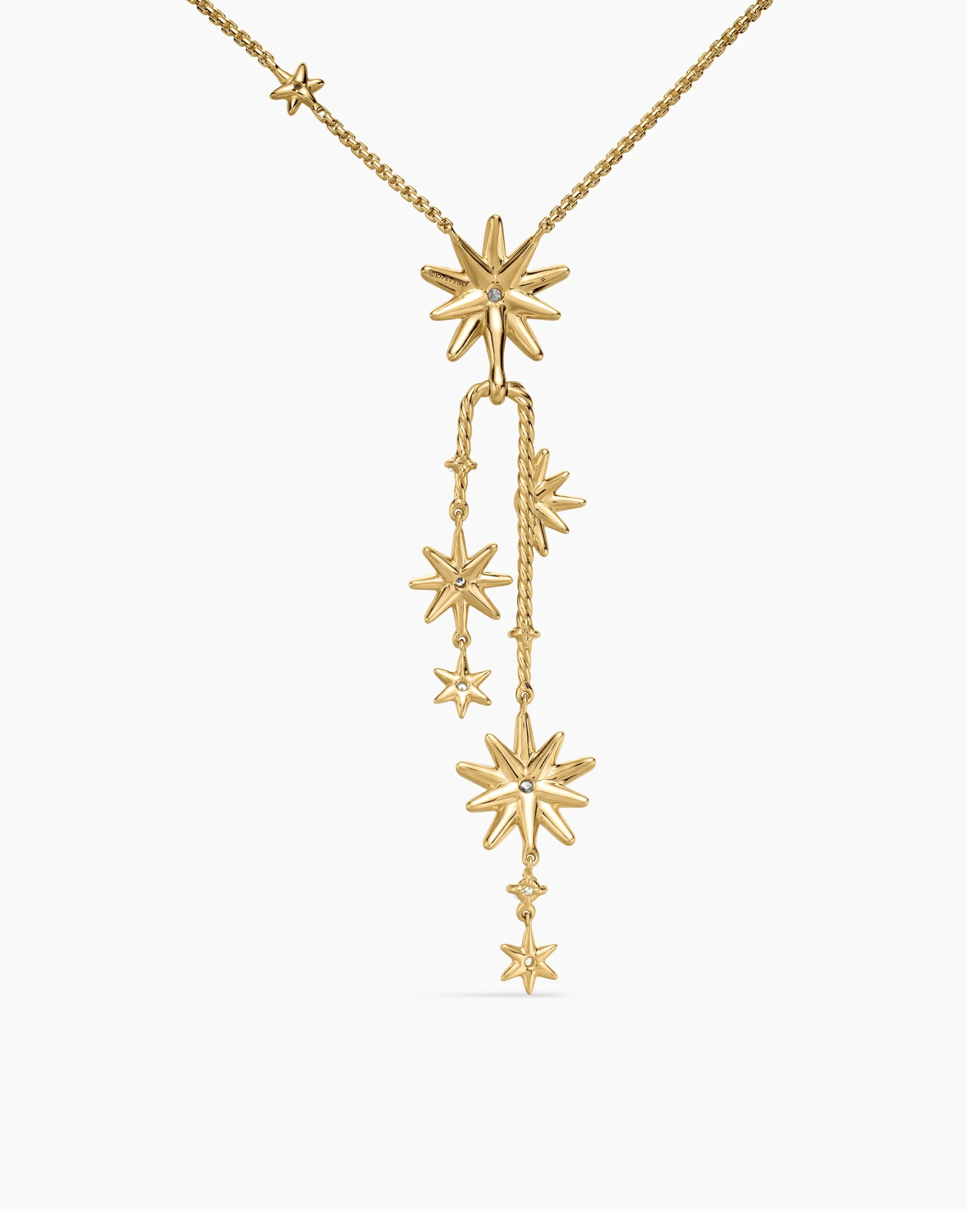 Starburst Cluster Necklace 18K Yellow Gold with Diamonds, 66mm