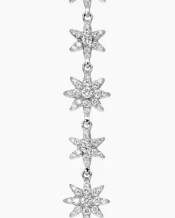 Starburst Drop Earrings 18K White Gold with Diamonds, 70.9mm