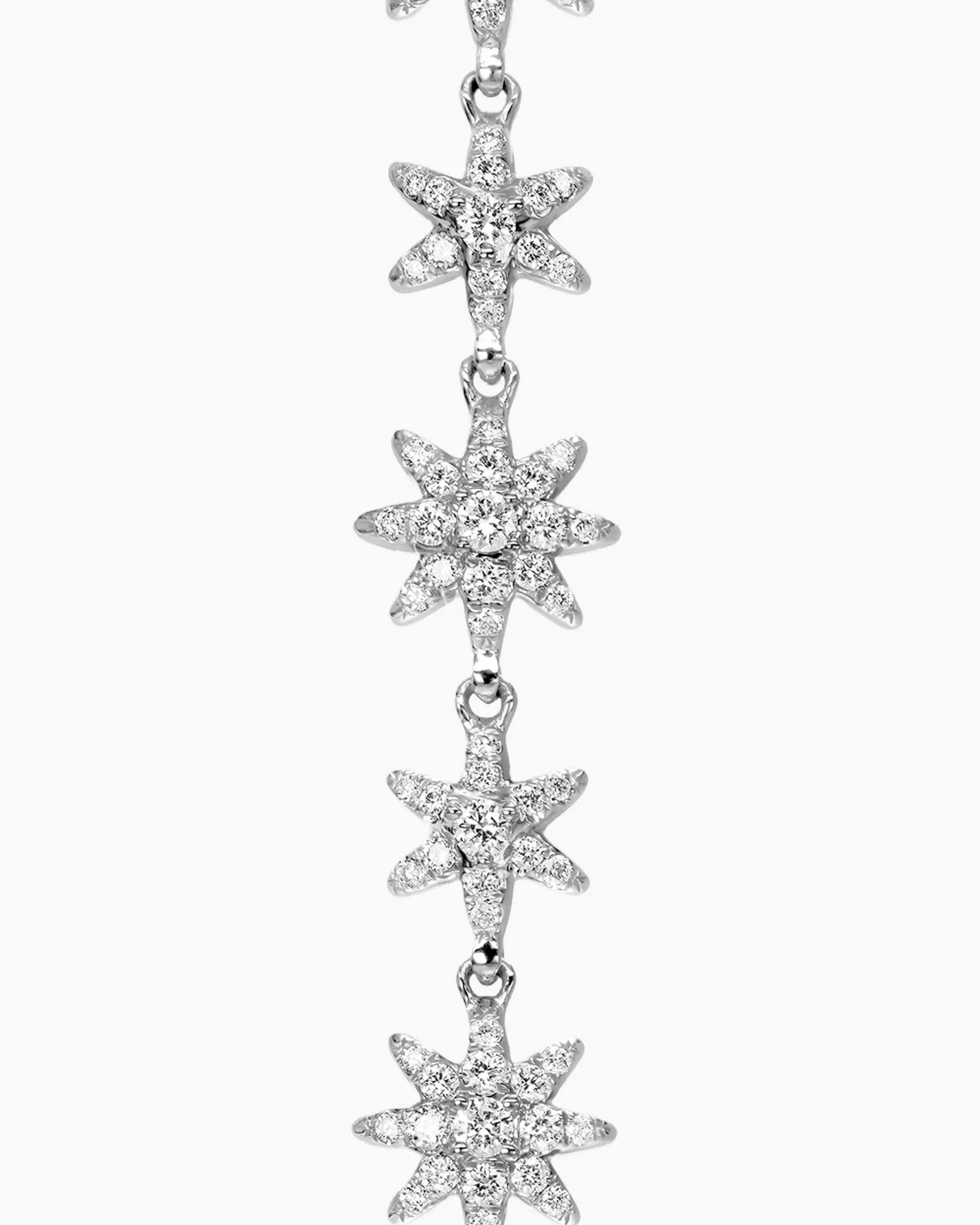 Starburst Drop Earrings 18K White Gold with Diamonds, 70.9mm