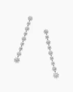 Starburst Drop Earrings 18K White Gold with Diamonds, 70.9mm