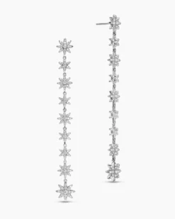 Starburst Drop Earrings 18K White Gold with Diamonds, 70.9mm