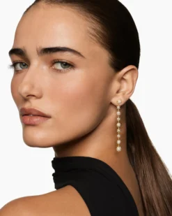 Starburst Drop Earrings 18K Yellow Gold with Diamonds, 70.9mm
