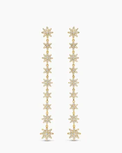 Starburst Drop Earrings 18K Yellow Gold with Diamonds, 70.9mm