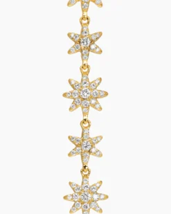 Starburst Drop Earrings 18K Yellow Gold with Diamonds, 70.9mm