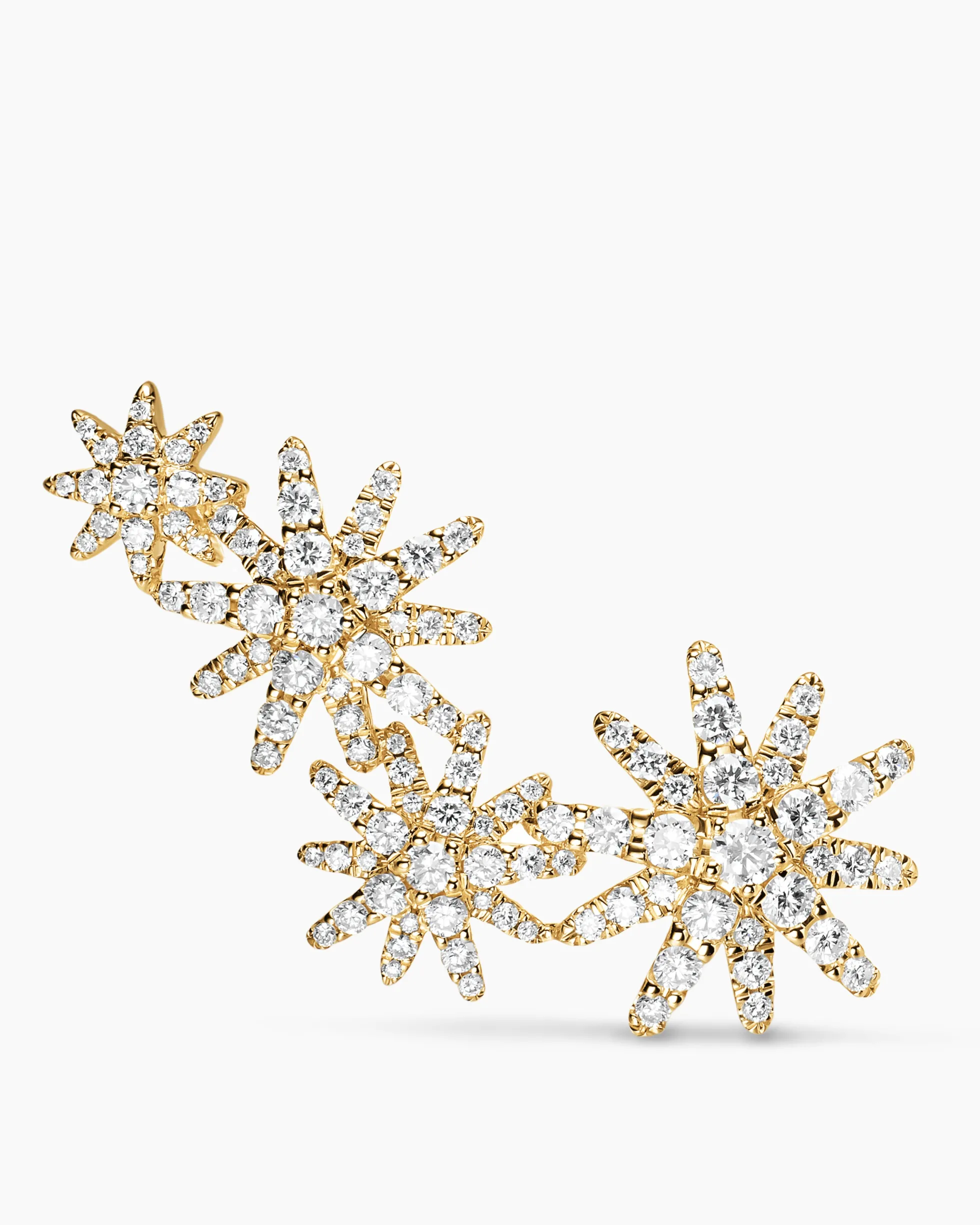 Starburst Full Pavé Climber Earrings 18K Yellow Gold with Diamonds, 26.9mm