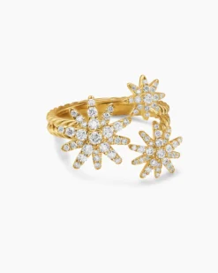 Starburst Multi Star Ring 18K Yellow Gold with Diamonds, 17.7mm
