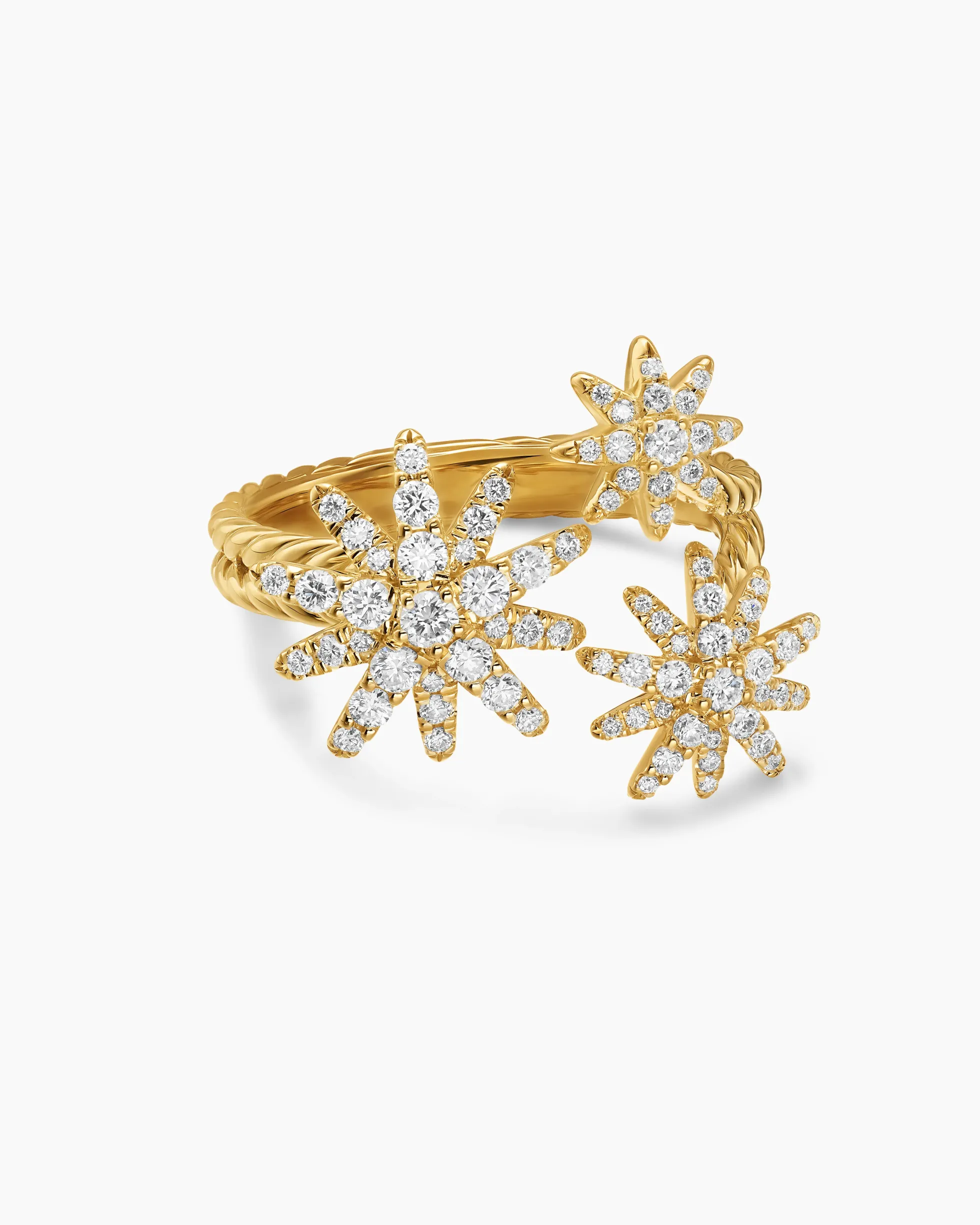 Starburst Multi Star Ring 18K Yellow Gold with Diamonds, 17.7mm