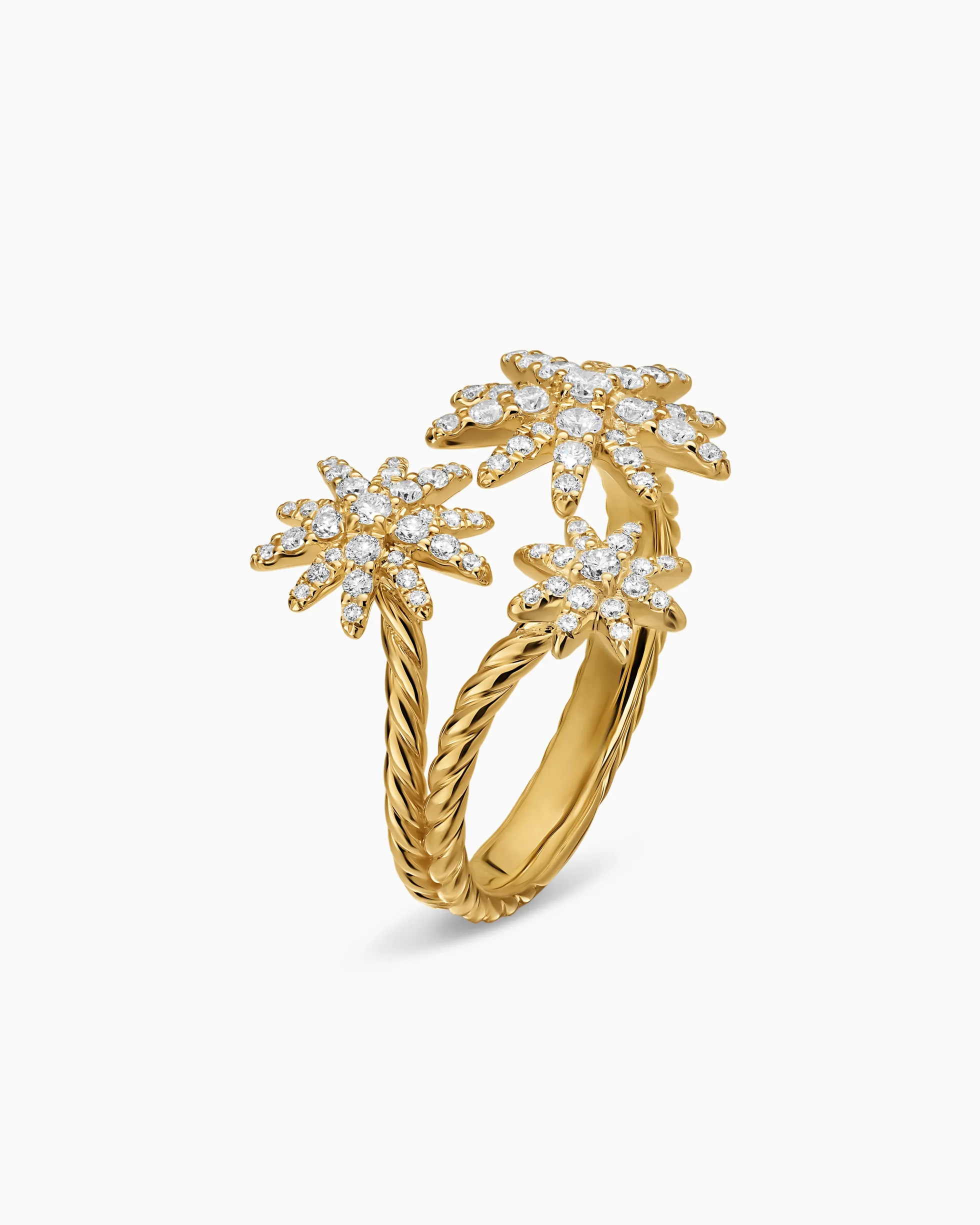 Starburst Multi Star Ring 18K Yellow Gold with Diamonds, 17.7mm