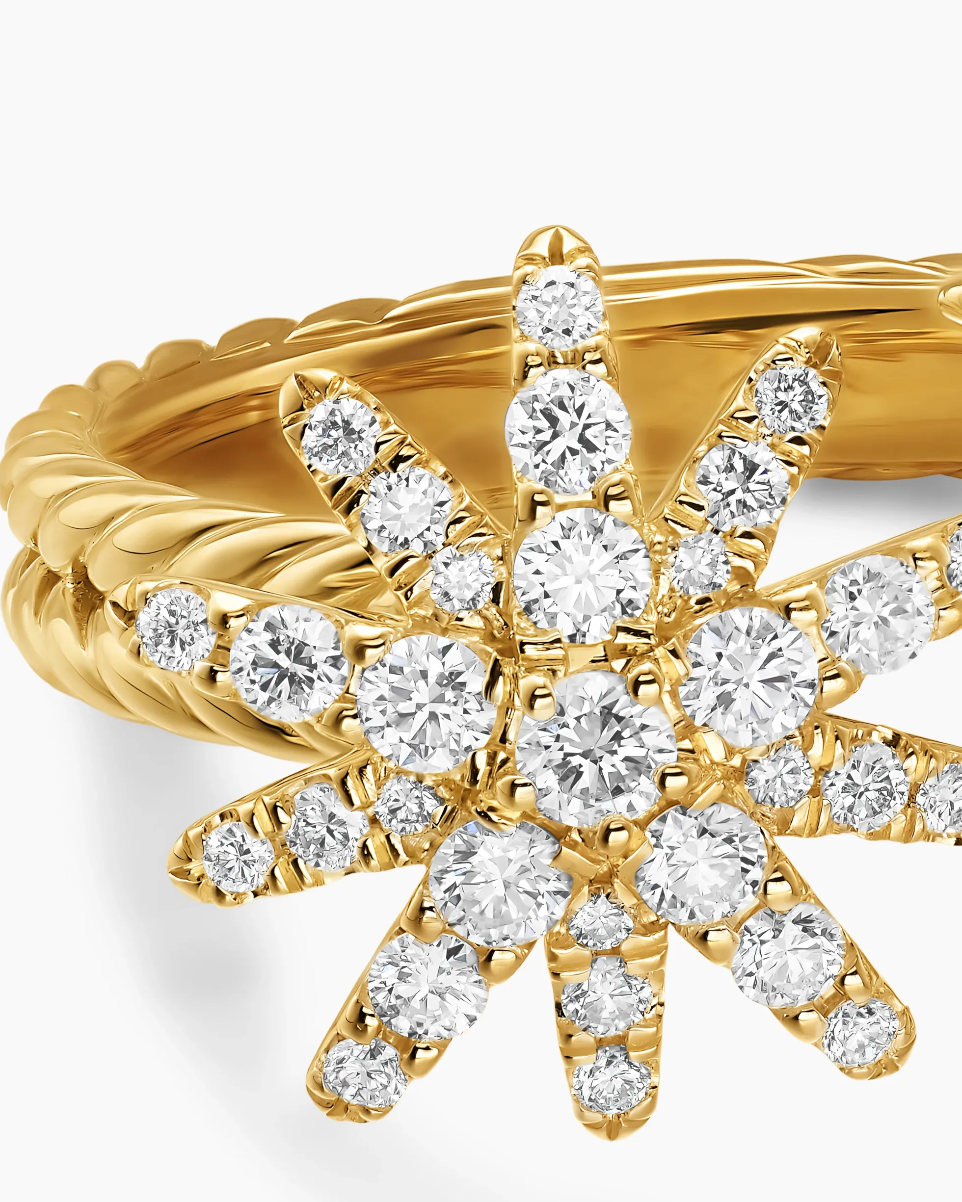 Starburst Multi Star Ring 18K Yellow Gold with Diamonds, 17.7mm