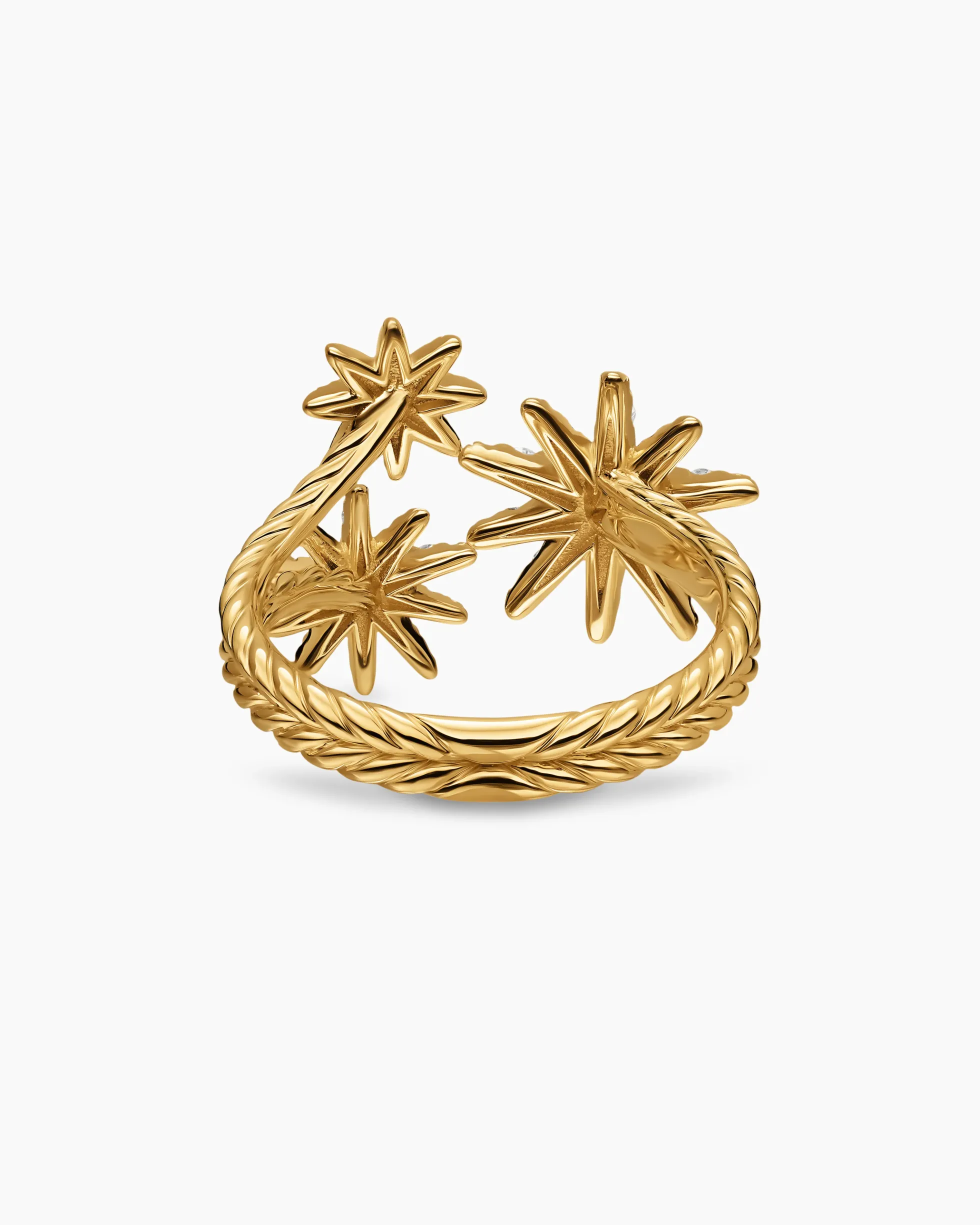 Starburst Multi Star Ring 18K Yellow Gold with Diamonds, 17.7mm