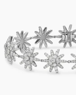 Starburst Pavé Tennis Bracelet 18K White Gold with Diamonds, 12.3mm