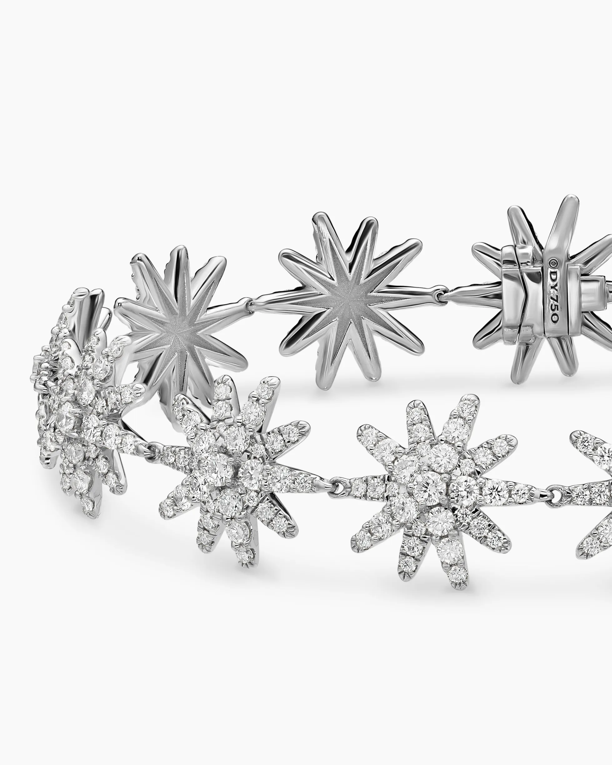 Starburst Pavé Tennis Bracelet 18K White Gold with Diamonds, 12.3mm