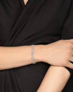 Starburst Pavé Tennis Bracelet 18K White Gold with Diamonds, 12.3mm