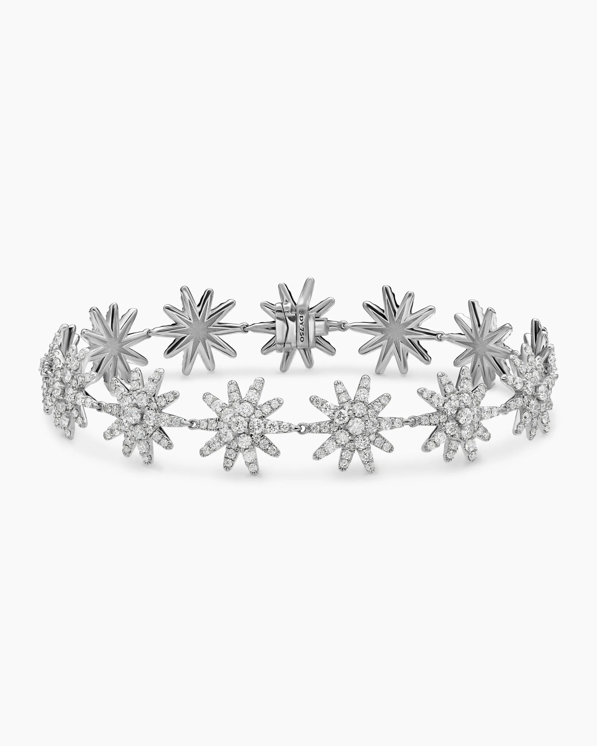 Starburst Pavé Tennis Bracelet 18K White Gold with Diamonds, 12.3mm