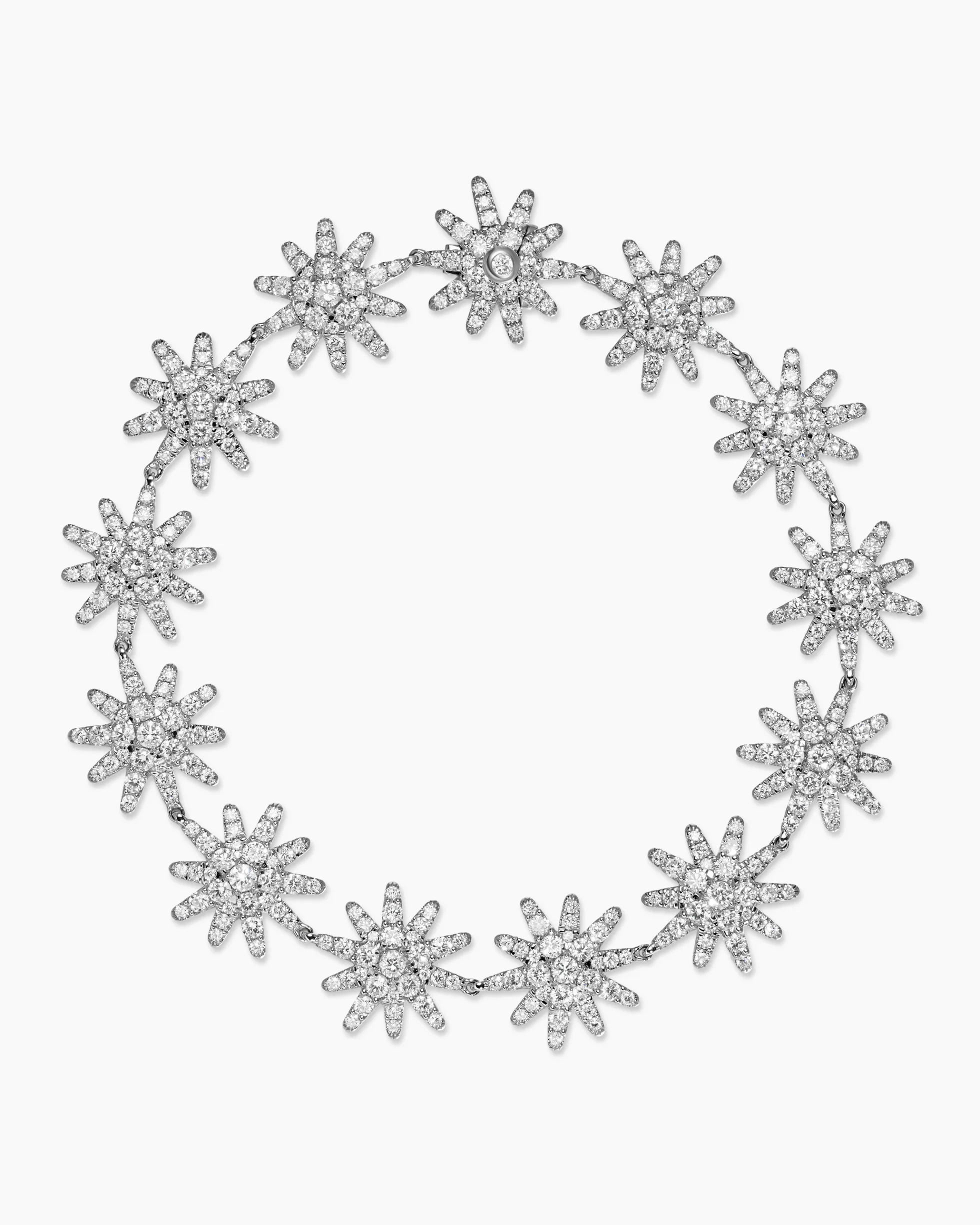 Starburst Pavé Tennis Bracelet 18K White Gold with Diamonds, 12.3mm