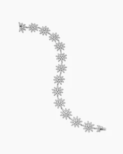 Starburst Pavé Tennis Bracelet 18K White Gold with Diamonds, 12.3mm