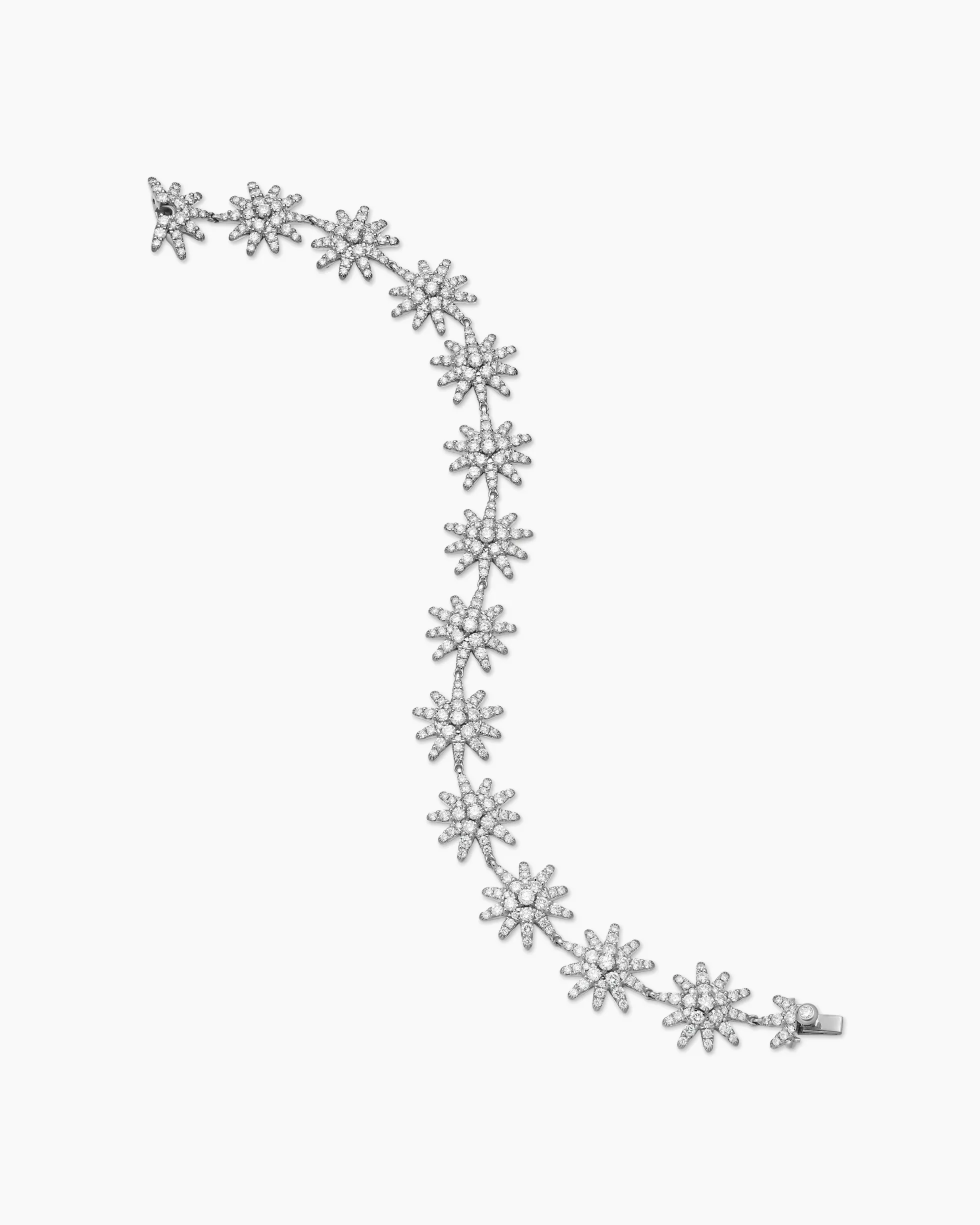Starburst Pavé Tennis Bracelet 18K White Gold with Diamonds, 12.3mm