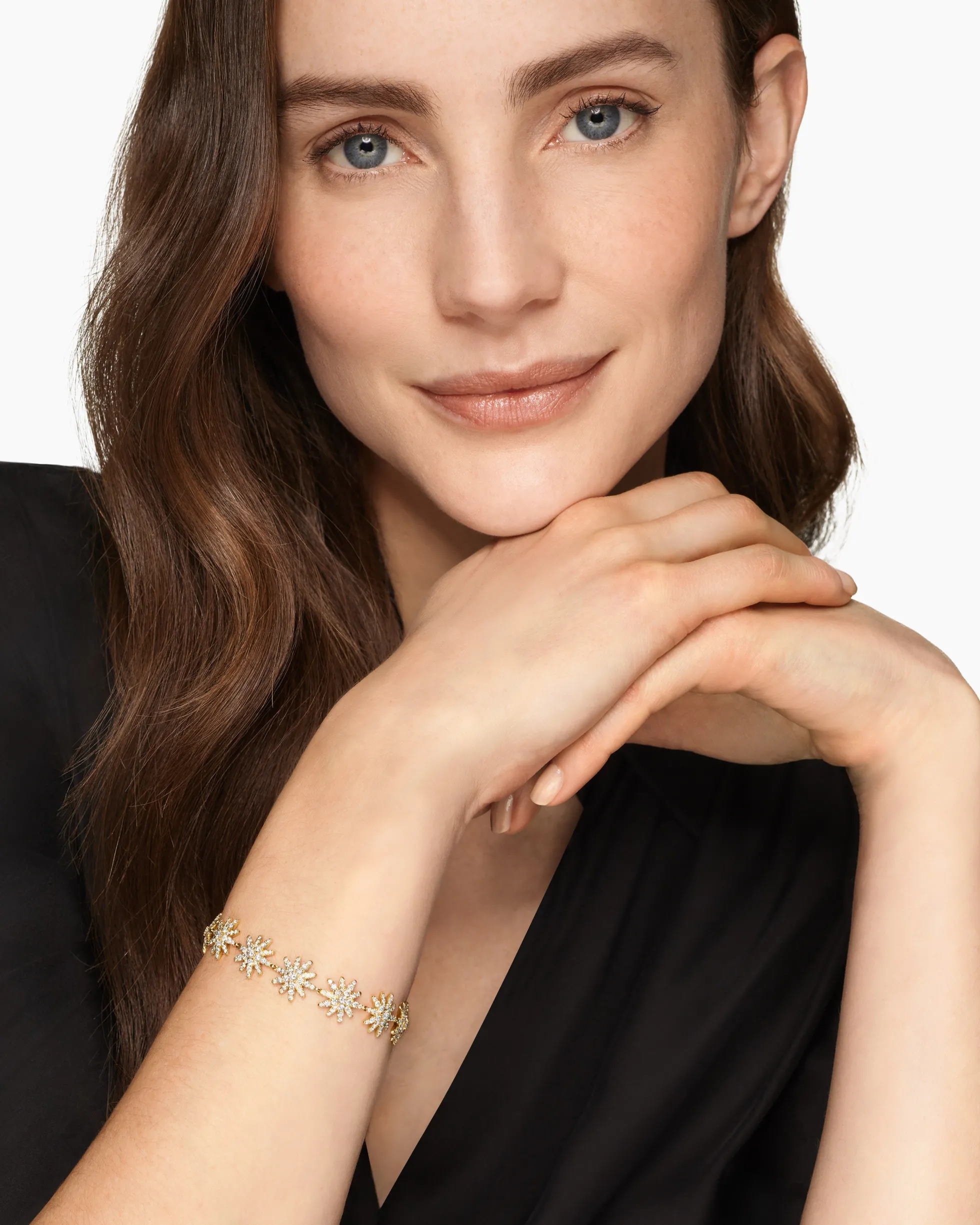 Starburst Pavé Tennis Bracelet 18K Yellow Gold with Diamonds, 12.3mm