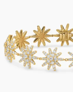 Starburst Pavé Tennis Bracelet 18K Yellow Gold with Diamonds, 12.3mm