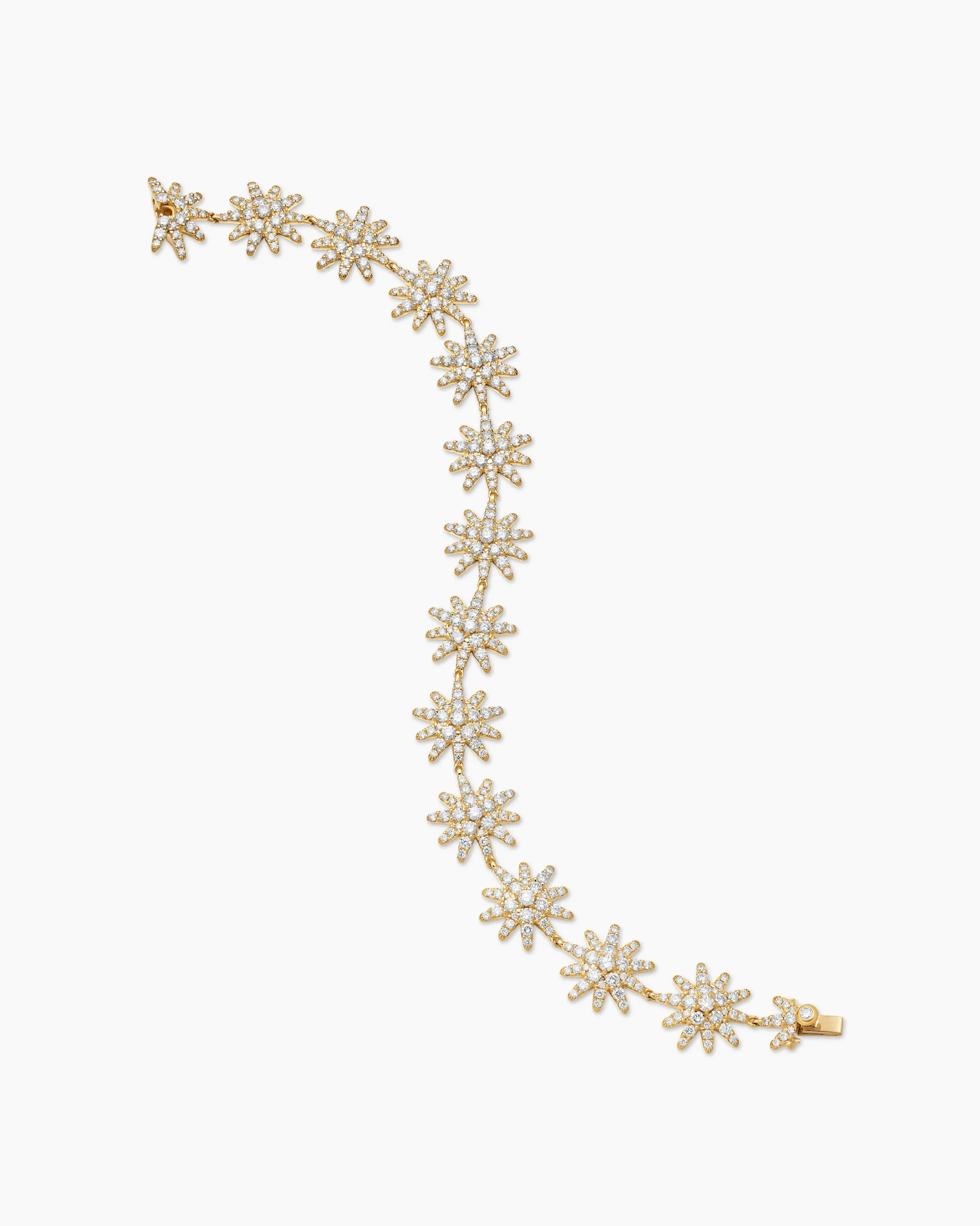Starburst Pavé Tennis Bracelet 18K Yellow Gold with Diamonds, 12.3mm