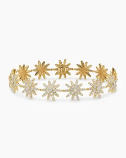 Starburst Pavé Tennis Bracelet 18K Yellow Gold with Diamonds, 12.3mm