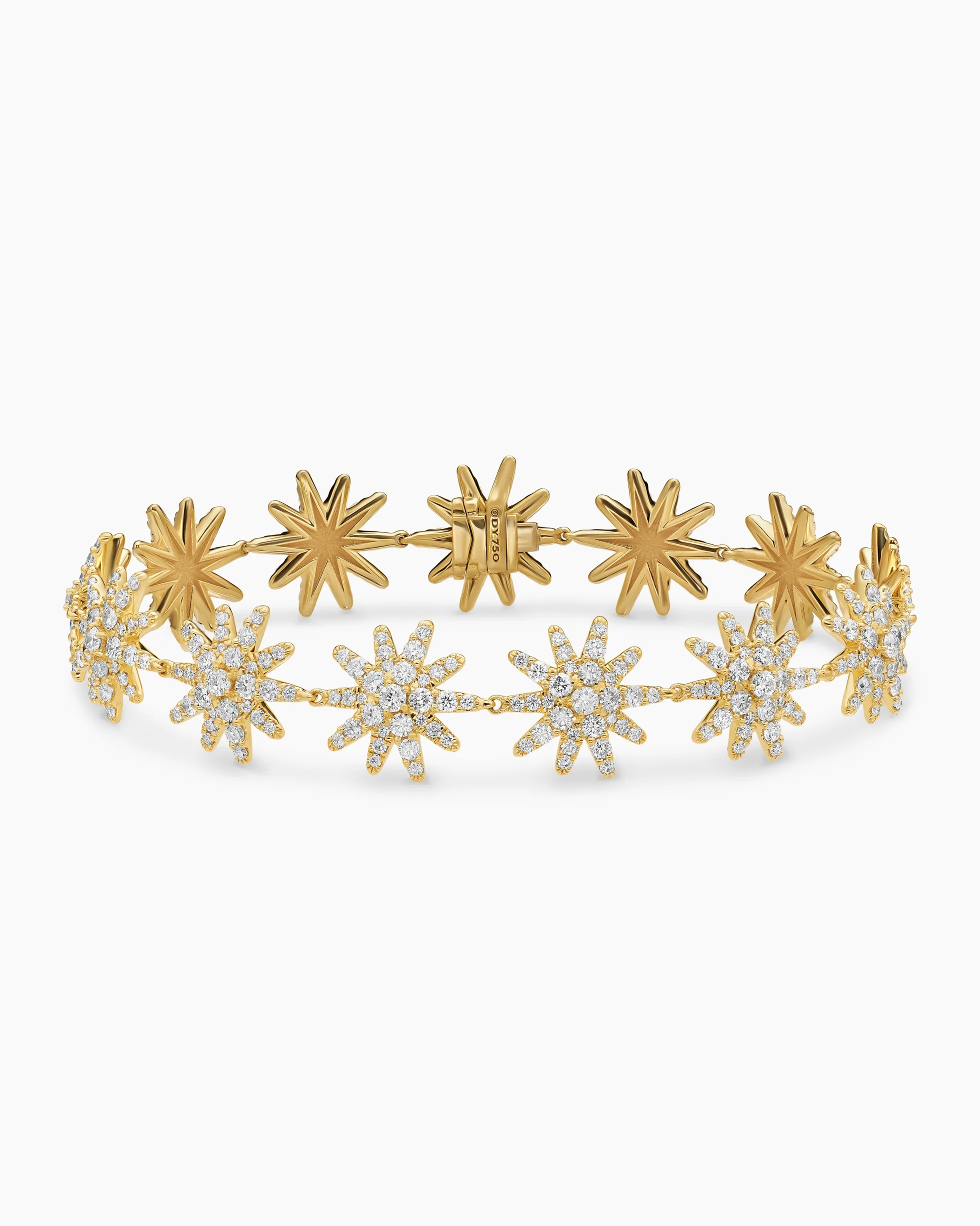 Starburst Pavé Tennis Bracelet 18K Yellow Gold with Diamonds, 12.3mm