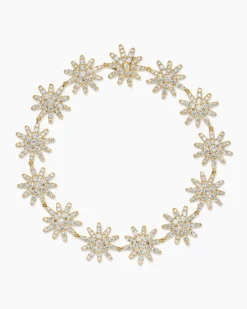 Starburst Pavé Tennis Bracelet 18K Yellow Gold with Diamonds, 12.3mm