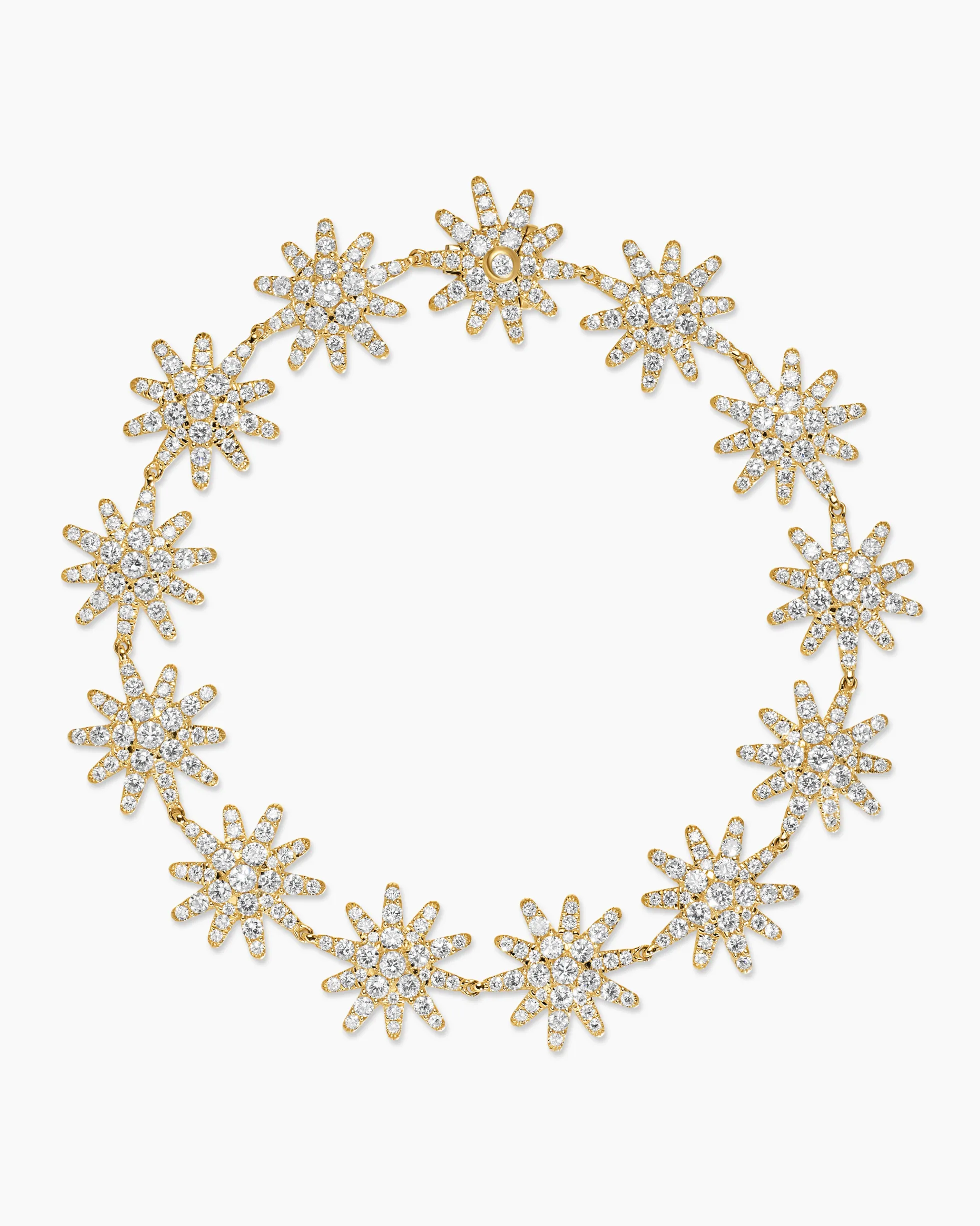 Starburst Pavé Tennis Bracelet 18K Yellow Gold with Diamonds, 12.3mm