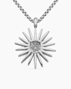 Starburst Pendant 18K White Gold with Full Pavé Diamonds, 33.7mm