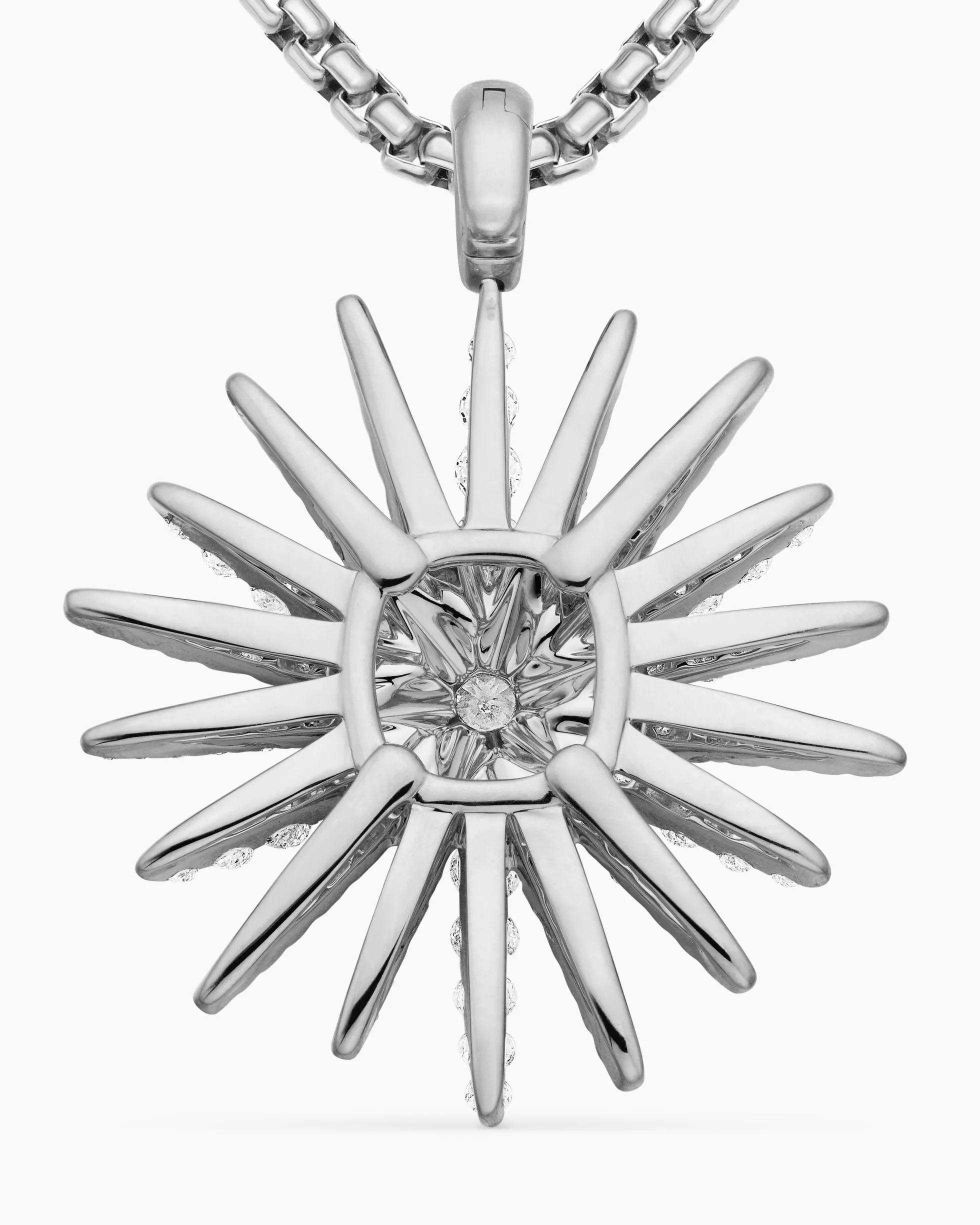 Starburst Pendant 18K White Gold with Full Pavé Diamonds, 33.7mm