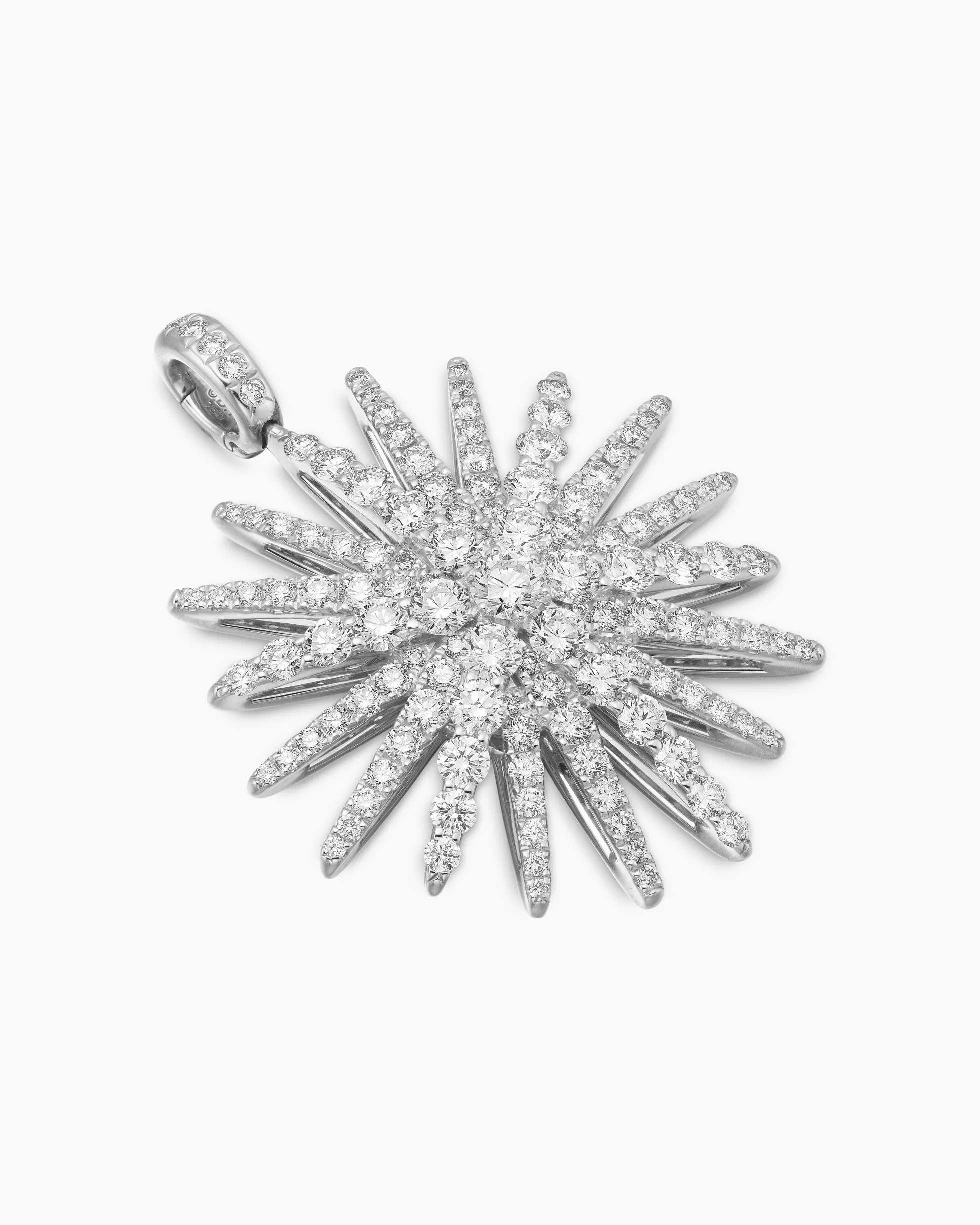 Starburst Pendant 18K White Gold with Full Pavé Diamonds, 33.7mm