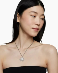 Starburst Pendant 18K White Gold with Full Pavé Diamonds, 33.7mm