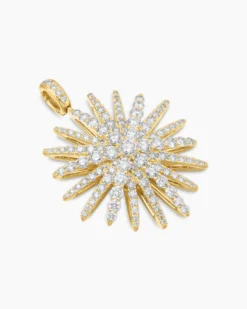 Starburst Pendant 18K Yellow Gold with Full Pavé Diamonds, 33.7mm